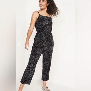 Old Navy Black Leopard Print Jumpsuit